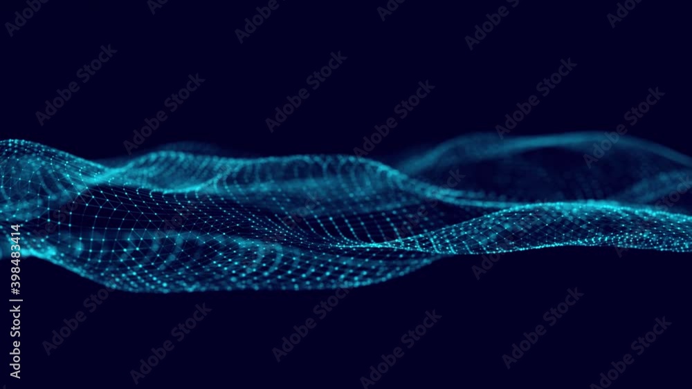 Aufkleber digital dynamic wave of particles. abstract blue futuristic background. big data visualization. 3d r