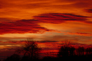 Fototapeta na wymiar Beautiful sunset in Bavaria, Germany