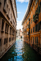Ancient houses in the channels of Venice, Venetian, Italy
