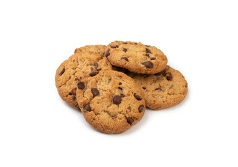 Chocolate chip cookies isolated over white background