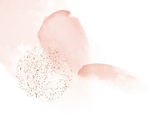 Conteporary blue abstract painted background texture with shiny metallic gold glitter. Element decor