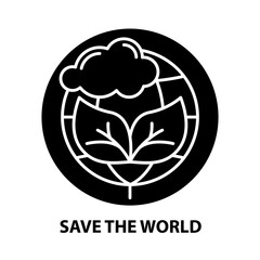 save the world icon, black vector sign with editable strokes, concept illustration