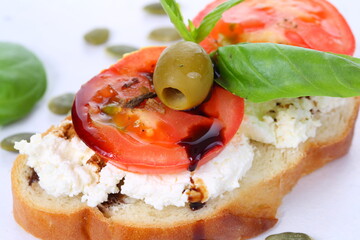 Bruschetta  on white wooden background