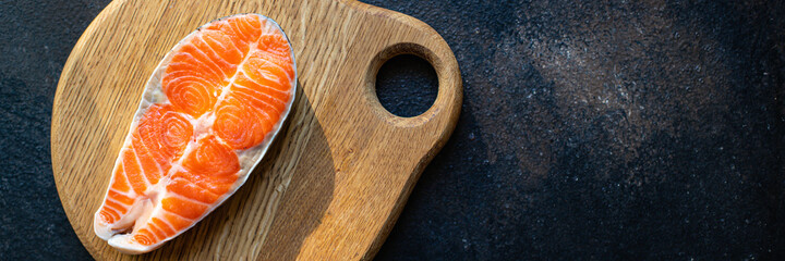 salmon seafood fish raw snack ready to eat on the table healthy meal ingredient top view copy space for text food background rustic