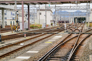Fototapeta na wymiar 阪急電鉄桂駅の複雑な路線
