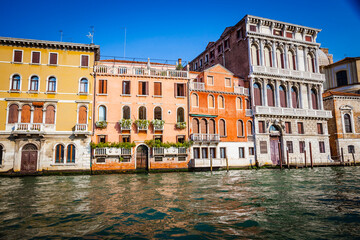 Fototapeta na wymiar Ancient houses in the channels of Venice, Venetian, Italy