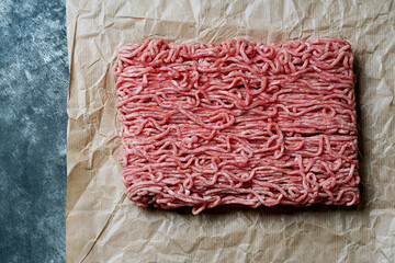 Raw organic beef mince meat