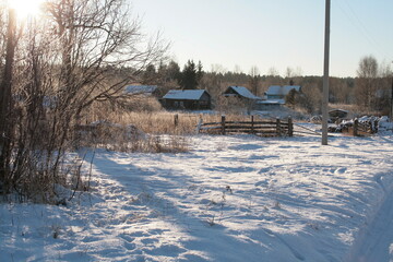 Winter in the russian village
