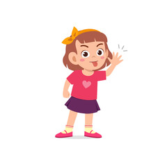 cute little kid girl showing grimace face expression gesture