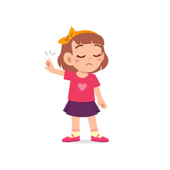 cute little kid girl show refuse expression gesture