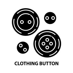 clothing button icon, black vector sign with editable strokes, concept illustration