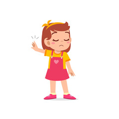 cute little kid girl show refuse expression gesture