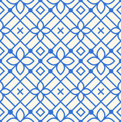 Modern scandinavian folk pattern with flowers. Seamless geometry pattern in scandinavian style. Floral nordic ornament for print, textile, wrapping paper in simple design