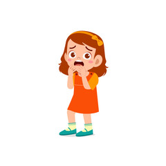 cute little kid girl feeling scared and shocked expression gesture