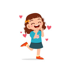 cute little kid girl feeling loved expression gesture