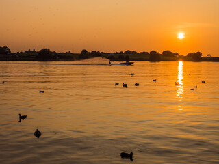 Beautiful Autumn Sunset at Pickmere Lake, Pickmere, Cheshire, UK