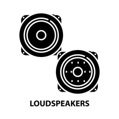 loudspeakers icon, black vector sign with editable strokes, concept illustration