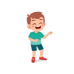 Fototapeta premium cute little kid boy laugh loud face expression gesture