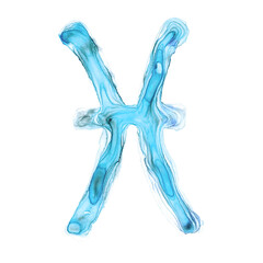 Watercolor hand drawn sketch illustration of Zodiac sign Pisces isolated on white