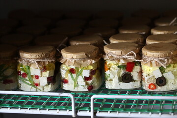 Feta cheese on a white wooden table