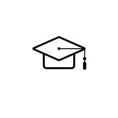 graduation cap and diploma on white background. Vector illustration in flat cartoon design. Motar board. Academic hat.