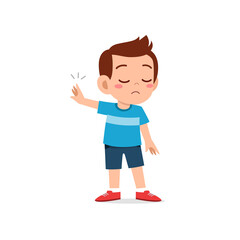 cute little kid boy show refuse expression gesture