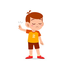 cute little kid boy show refuse expression gesture