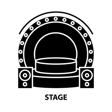 stage icon, black vector sign with editable strokes, concept illustration