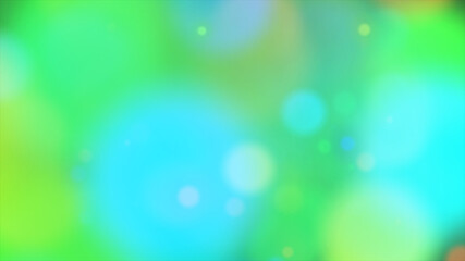 Fototapeta na wymiar Abstract particles of green, yellow, blue, white, blue in the form of blurred spots of different diameters on a black background resemble cosmic illumination and create a festive atmosphere. New Year.