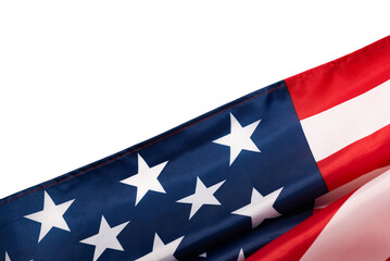 American flag as a background. Top view.