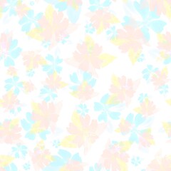 Seamless pattern from pink and blue flowers on light background