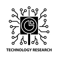 technology research icon, black vector sign with editable strokes, concept illustration