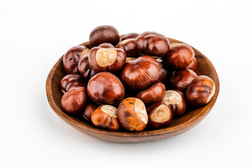 Chestnuts on a white isolated background