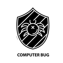 computer bug icon, black vector sign with editable strokes, concept illustration