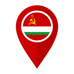 flat map marker icon with tajik soviet socialist republic flag isolated on white background	
