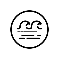 Waves on the sea. Outline icon in a circle. Weather vector illustration