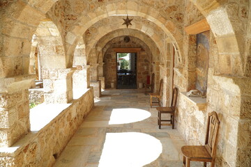 Fototapeta premium MANI, GREECE. The renovated home of Patrick Leigh Fermor, British author, soldier, scholar, and polyglot. He was widely regarded as Britain's greatest living travel writer during his lifetime.