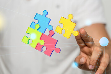 puzzle hand solution concept business.