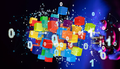 data security - Cloud technology. Integrated digital web concept background