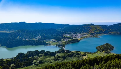 Foto op Canvas Aerial View landscape over the Twin Lakes of "Sete Cidades Lagoon". São Miguel Island, Azores. © Vitor Miranda