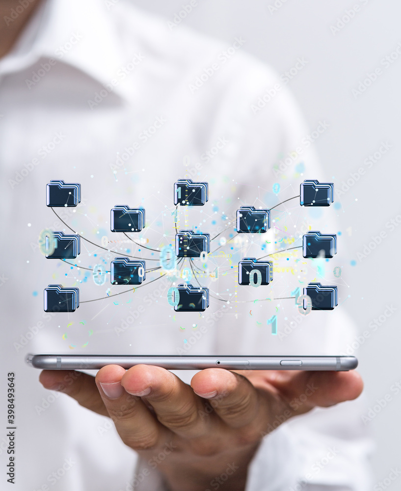 Poster data Internet infrastructure concept. Abstract technology background. 3D rendering.