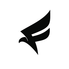 eagle falcon with Letter F logo design template 