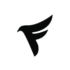 eagle falcon with Letter F logo design template 