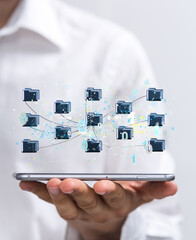 data Internet infrastructure concept. Abstract technology background. 3D rendering.