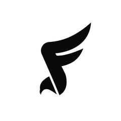 eagle falcon with Letter F logo design template 