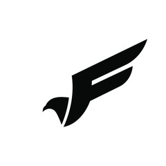 eagle falcon with Letter F logo design template 
