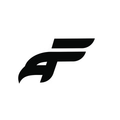 eagle falcon with Letter F logo design template 