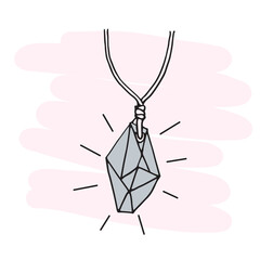 Image of a large crystal on a string. The alternate medicine.