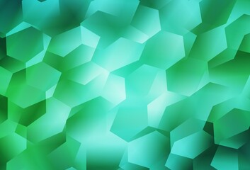 Light Green vector background with set of hexagons.