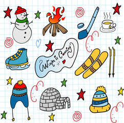 doodle set vector winter is coming